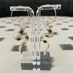 Ippolita Ferrari Earrings. Serpentine Hoops in White Ceramic.